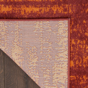 HomeRoots 9' Vibrant Red and Orange Abstract Area Rug for Indoor/Outdoor Use - Stylish, Durable, Low-Maintenance 545481