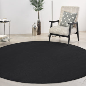 HomeRoots 10' Modern Black and Ivory Round Area Rug - Durable Indoor/Outdoor Design, Easy Care & Stylish Decor 545482
