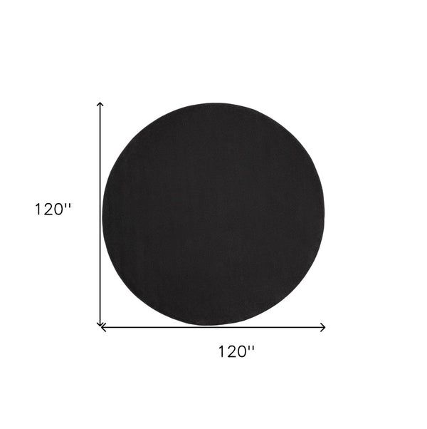 HomeRoots 10' Modern Black and Ivory Round Area Rug - Durable Indoor/Outdoor Design, Easy Care & Stylish Decor 545482
