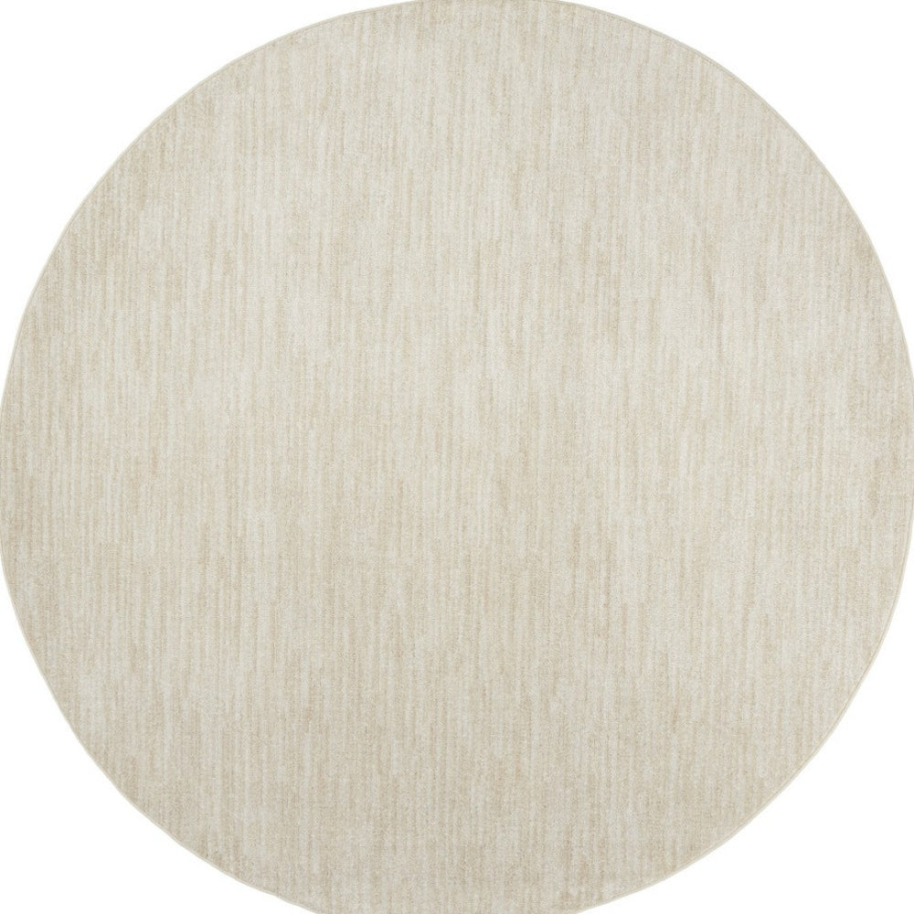 HomeRoots 10' Beige and Ivory Round Area Rug - Stylish Indoor/Outdoor Geometric Design for Any Space 545483