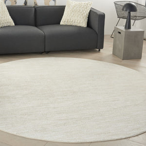 HomeRoots 10' Beige and Ivory Round Area Rug - Stylish Indoor/Outdoor Geometric Design for Any Space 545483