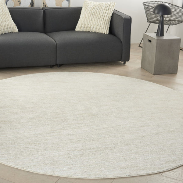 HomeRoots 10' Beige and Ivory Round Area Rug - Stylish Indoor/Outdoor Geometric Design for Any Space 545483