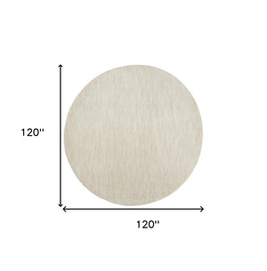 HomeRoots 10' Beige and Ivory Round Area Rug - Stylish Indoor/Outdoor Geometric Design for Any Space 545483