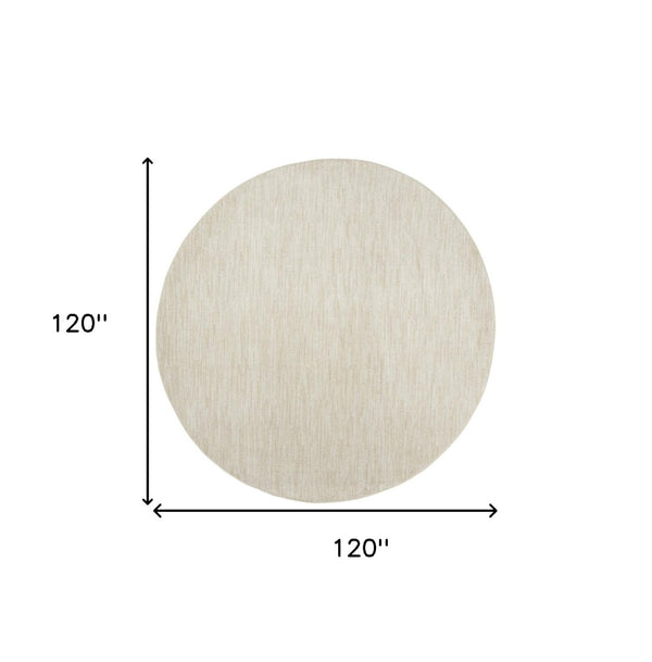HomeRoots 10' Beige and Ivory Round Area Rug - Stylish Indoor/Outdoor Geometric Design for Any Space 545483