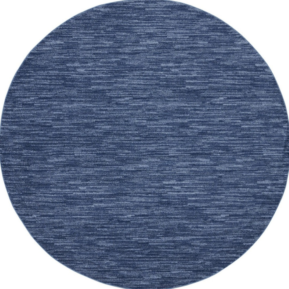 HomeRoots 10' Navy Blue & Denim Round Rug - Stylish Indoor/Outdoor Area Rug for Modern Décor & Easy Maintenance 545484
