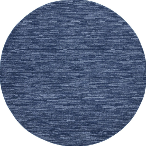 HomeRoots 10' Navy Blue & Denim Round Rug - Stylish Indoor/Outdoor Area Rug for Modern Décor & Easy Maintenance 545484