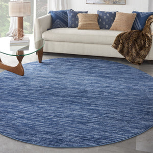 HomeRoots 10' Navy Blue & Denim Round Rug - Stylish Indoor/Outdoor Area Rug for Modern Décor & Easy Maintenance 545484