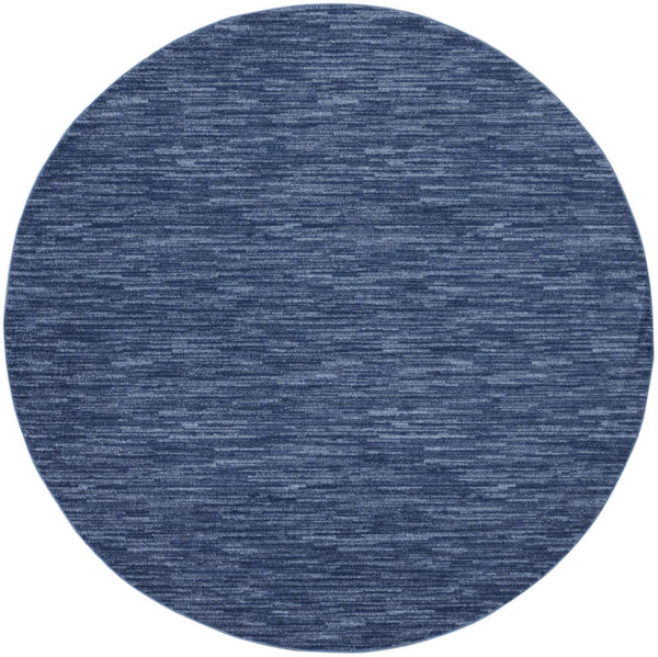 HomeRoots 10' Navy Blue & Denim Round Rug - Stylish Indoor/Outdoor Area Rug for Modern Décor & Easy Maintenance 545484