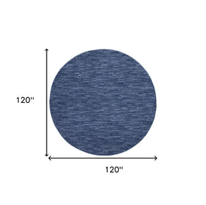 HomeRoots 10' Navy Blue & Denim Round Rug - Stylish Indoor/Outdoor Area Rug for Modern Décor & Easy Maintenance 545484