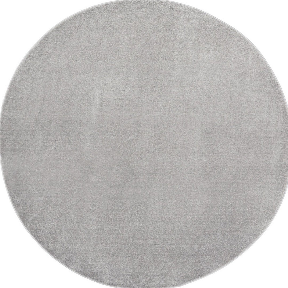 HomeRoots 10' Gray and Silver Round Area Rug – Stylish, Durable Design for Indoor & Outdoor Spaces, Easy Care! 545485