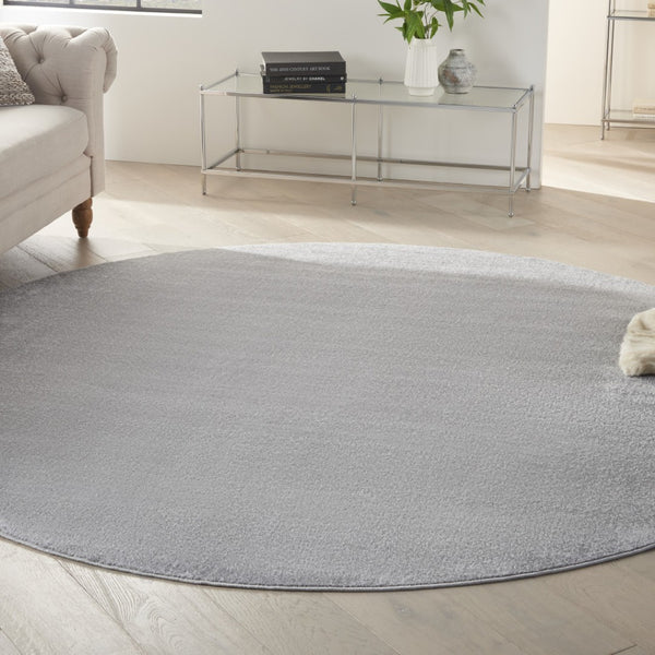 HomeRoots 10' Gray and Silver Round Area Rug – Stylish, Durable Design for Indoor & Outdoor Spaces, Easy Care! 545485