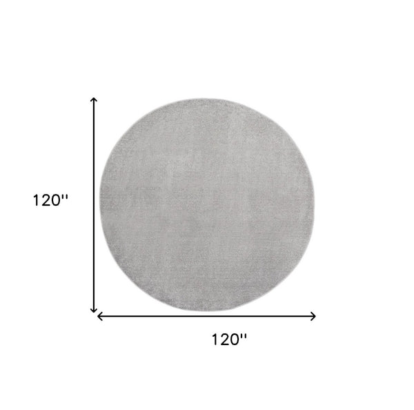 HomeRoots 10' Gray and Silver Round Area Rug – Stylish, Durable Design for Indoor & Outdoor Spaces, Easy Care! 545485