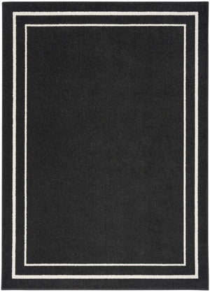 HomeRoots 6' X 9' Black and Ivory Indoor-Outdoor Area Rug - Durable, Stylish, Versatile for Every Space! 545490