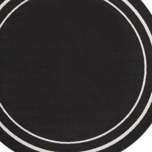 HomeRoots 8' Black And Ivory Round Area Rug - Stylish, Durable, Versatile for Indoor/Outdoor Spaces & High Traffic 545492