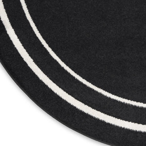 HomeRoots 8' Black And Ivory Round Area Rug - Stylish, Durable, Versatile for Indoor/Outdoor Spaces & High Traffic 545492