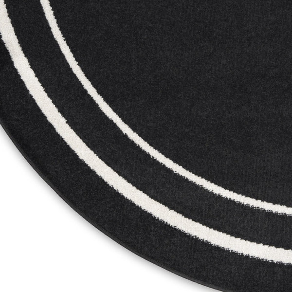 HomeRoots 8' Black And Ivory Round Area Rug - Stylish, Durable, Versatile for Indoor/Outdoor Spaces & High Traffic 545492