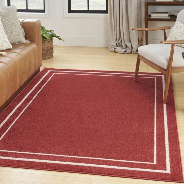 HomeRoots 6' Stylish Brick Red and Ivory Indoor-Outdoor Area Rug - Durable, Weather-Resistant, Easy Care! 545497