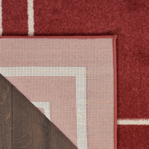 HomeRoots 8' X 10' Elegant Brick Red & Ivory Area Rug - Durable Indoor/Outdoor Accent for Stylish Spaces 545498