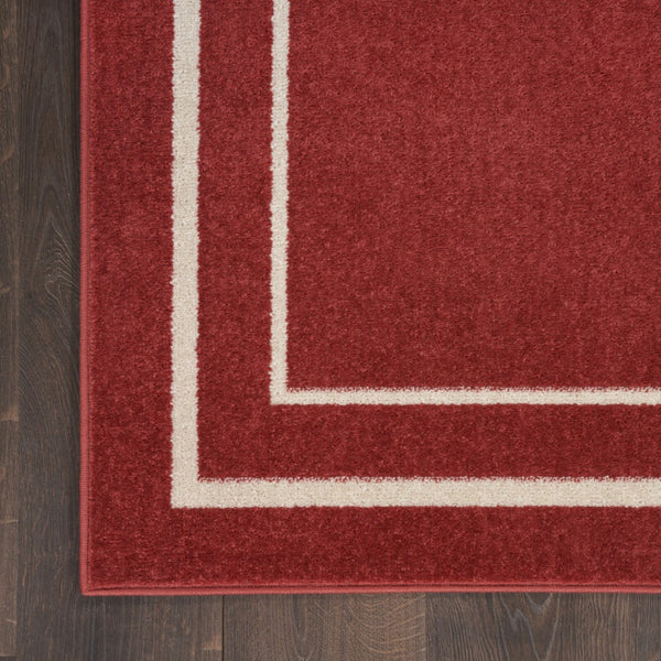HomeRoots 8' X 10' Elegant Brick Red & Ivory Area Rug - Durable Indoor/Outdoor Accent for Stylish Spaces 545498
