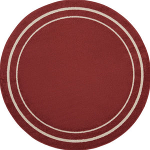 HomeRoots 8' Brick Red and Ivory Round Area Rug - Durable, Geometric Design for Indoor & Outdoor Elegance 545499
