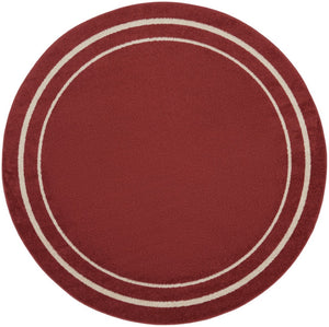HomeRoots 8' Brick Red and Ivory Round Area Rug - Durable, Geometric Design for Indoor & Outdoor Elegance 545499