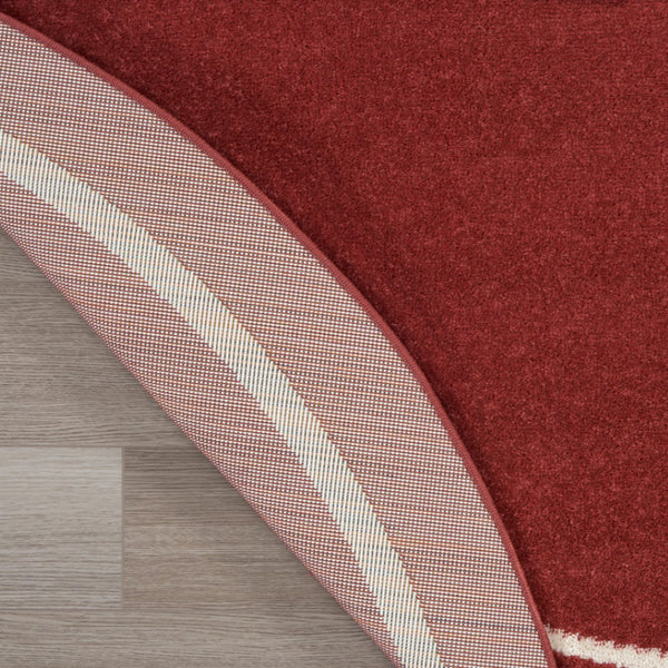 HomeRoots 8' Brick Red and Ivory Round Area Rug - Durable, Geometric Design for Indoor & Outdoor Elegance 545499