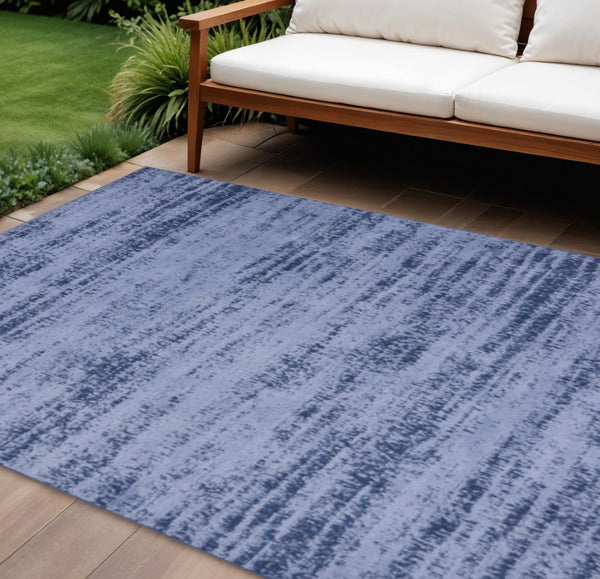 HomeRoots 6' Abstract Indoor Outdoor Area Rug in Denim & Navy Blue - Durable, Easy-Care, Modern Design! 545504