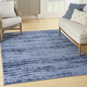 HomeRoots 6' Abstract Indoor Outdoor Area Rug in Denim & Navy Blue - Durable, Easy-Care, Modern Design! 545504