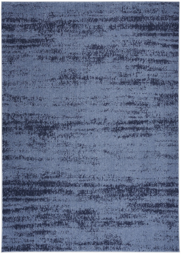 HomeRoots 6' Abstract Indoor Outdoor Area Rug in Denim & Navy Blue - Durable, Easy-Care, Modern Design! 545504
