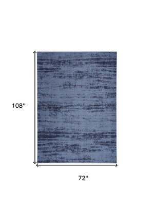 HomeRoots 6' Abstract Indoor Outdoor Area Rug in Denim & Navy Blue - Durable, Easy-Care, Modern Design! 545504