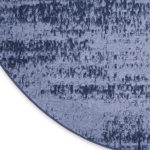 HomeRoots 8' Round Abstract Area Rug in Denim & Navy Blue - Durable, Stylish for Indoor/Outdoor Use! 545506