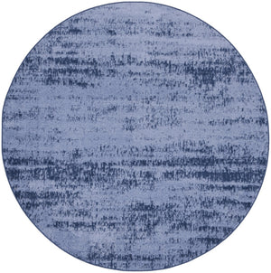 HomeRoots 8' Round Abstract Area Rug in Denim & Navy Blue - Durable, Stylish for Indoor/Outdoor Use! 545506