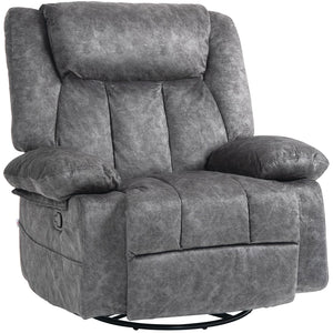 English Elm HOMCOM Swivel Rocker Recliner Chair with 360° Swivel, 145° Recline, Velvet Padding, Footrest & Pockets W2225P200839