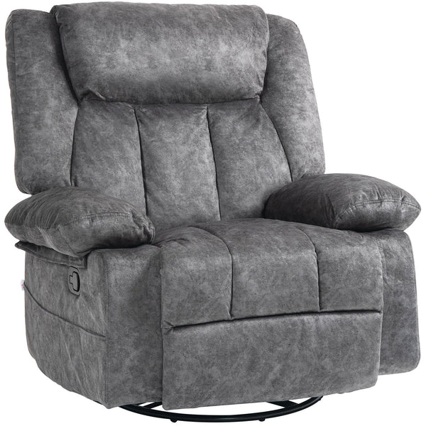 English Elm HOMCOM Swivel Rocker Recliner Chair with 360° Swivel, 145° Recline, Velvet Padding, Footrest & Pockets W2225P200839