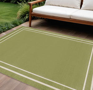 HomeRoots 8' X 10' Green and Ivory Indoor/Outdoor Area Rug – Stylish, Durable, Weather-Resistant for Any Space 545512
