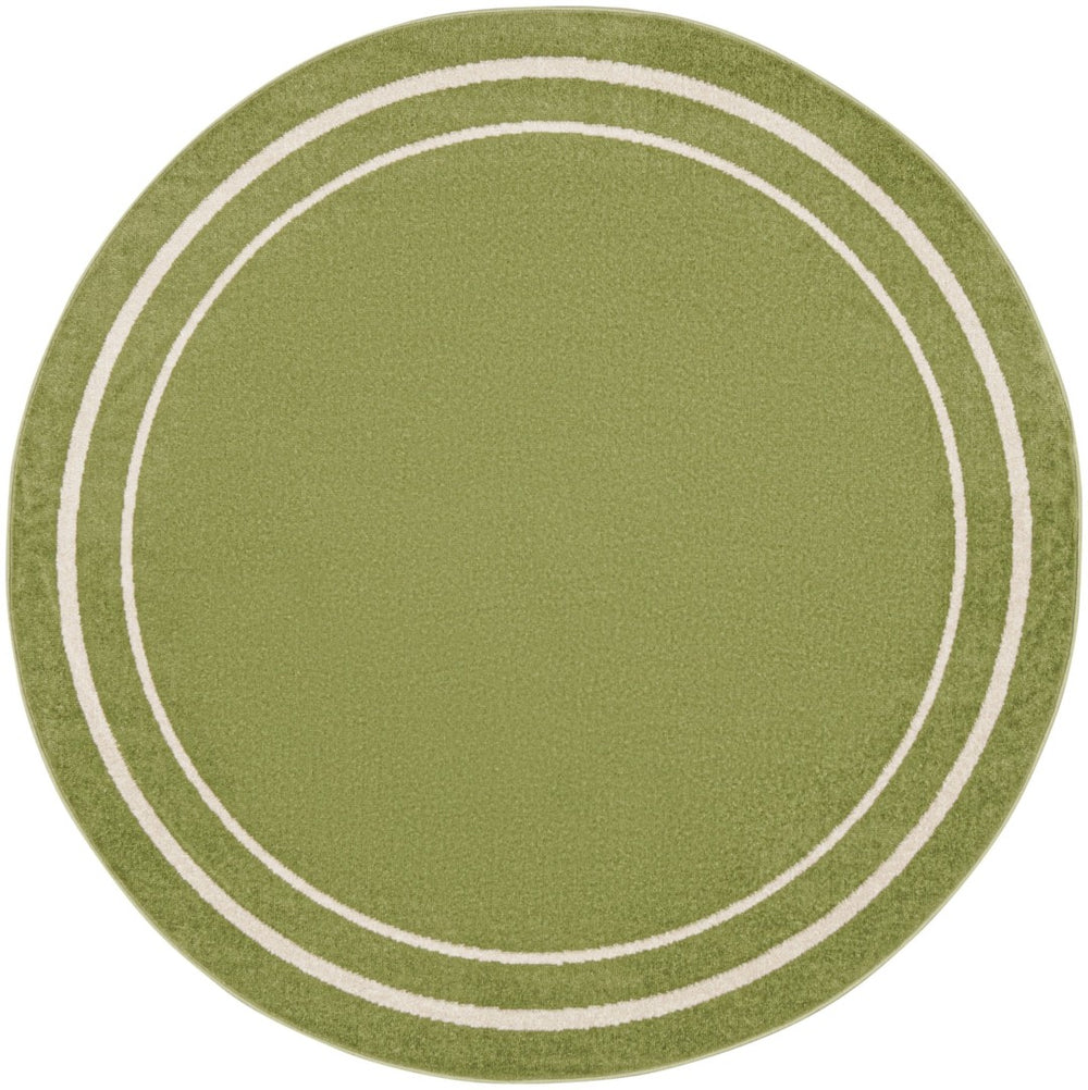 HomeRoots 8' Green and Ivory Round Area Rug – Stylish, Durable, Indoor/Outdoor Design for Versatile Spaces 545513