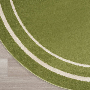 HomeRoots 8' Green and Ivory Round Area Rug – Stylish, Durable, Indoor/Outdoor Design for Versatile Spaces 545513