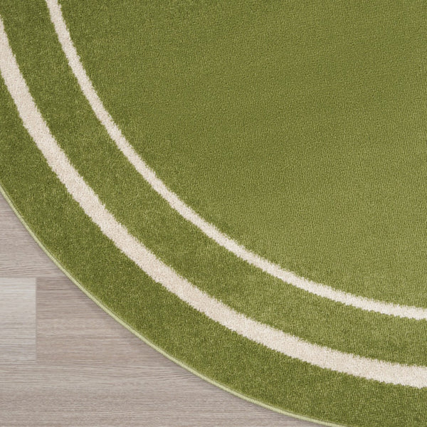 HomeRoots 8' Green and Ivory Round Area Rug – Stylish, Durable, Indoor/Outdoor Design for Versatile Spaces 545513