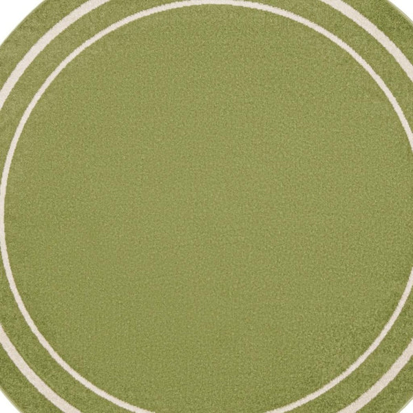 HomeRoots 8' Green and Ivory Round Area Rug – Stylish, Durable, Indoor/Outdoor Design for Versatile Spaces 545513