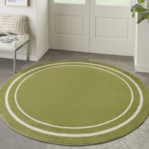 HomeRoots 8' Green and Ivory Round Area Rug – Stylish, Durable, Indoor/Outdoor Design for Versatile Spaces 545513