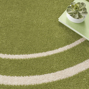 HomeRoots 8' Green and Ivory Round Area Rug – Stylish, Durable, Indoor/Outdoor Design for Versatile Spaces 545513