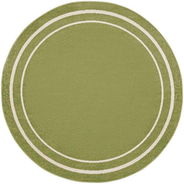 HomeRoots 8' Green and Ivory Round Area Rug – Stylish, Durable, Indoor/Outdoor Design for Versatile Spaces 545513