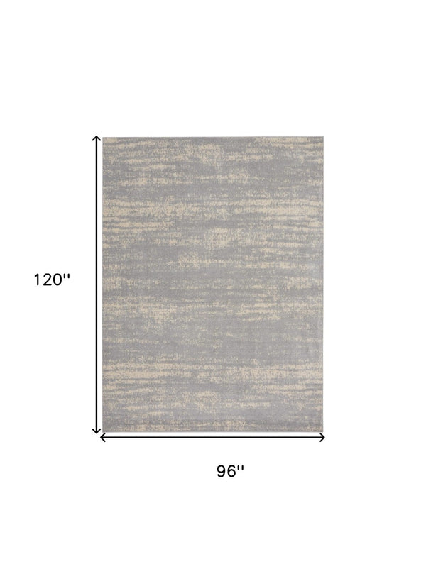 HomeRoots 8' Gray and Beige Abstract Indoor/Outdoor Area Rug – Durable, Stylish, and Easy to Clean for Any Space 545519