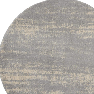 HomeRoots 8' Gray and Beige Round Abstract Area Rug - Stylish, Durable Design for Indoor & Outdoor Spaces 545520