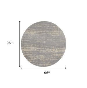 HomeRoots 8' Gray and Beige Round Abstract Area Rug - Stylish, Durable Design for Indoor & Outdoor Spaces 545520