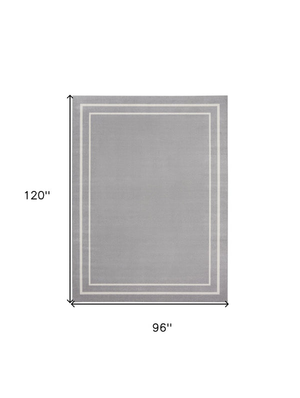 HomeRoots 8' X 10' Gray And Ivory Area Rug - Stylish, Durable Design for Indoor & Outdoor Living Spaces! 545526