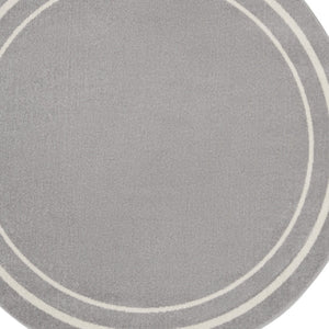 HomeRoots 8' Gray and Ivory Round Area Rug - Durable, Stylish Indoor/Outdoor Design for Any Space, Easy Care 545527
