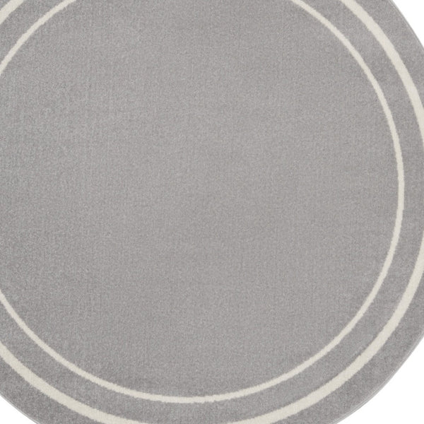 HomeRoots 8' Gray and Ivory Round Area Rug - Durable, Stylish Indoor/Outdoor Design for Any Space, Easy Care 545527