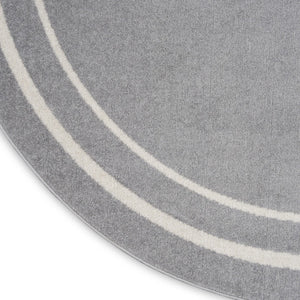 HomeRoots 8' Gray and Ivory Round Area Rug - Durable, Stylish Indoor/Outdoor Design for Any Space, Easy Care 545527