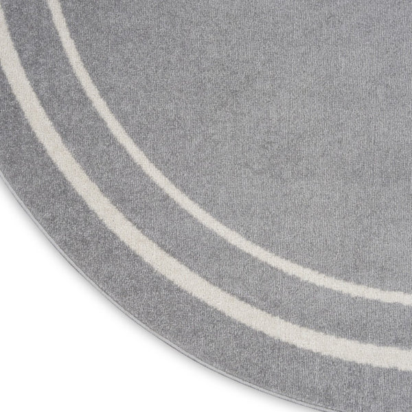 HomeRoots 8' Gray and Ivory Round Area Rug - Durable, Stylish Indoor/Outdoor Design for Any Space, Easy Care 545527